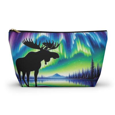 Northern Lights Moose Accessory Pouch, Nature Lover's Travel Organizer, Handbag Essential, Gift for Outdoorsy Friends, Aurora Borealis Design