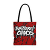Unfiltered Chaos Red Barbed Wire Tote Bag | All Over Print Urban Grunge Streetwear Tote Bag