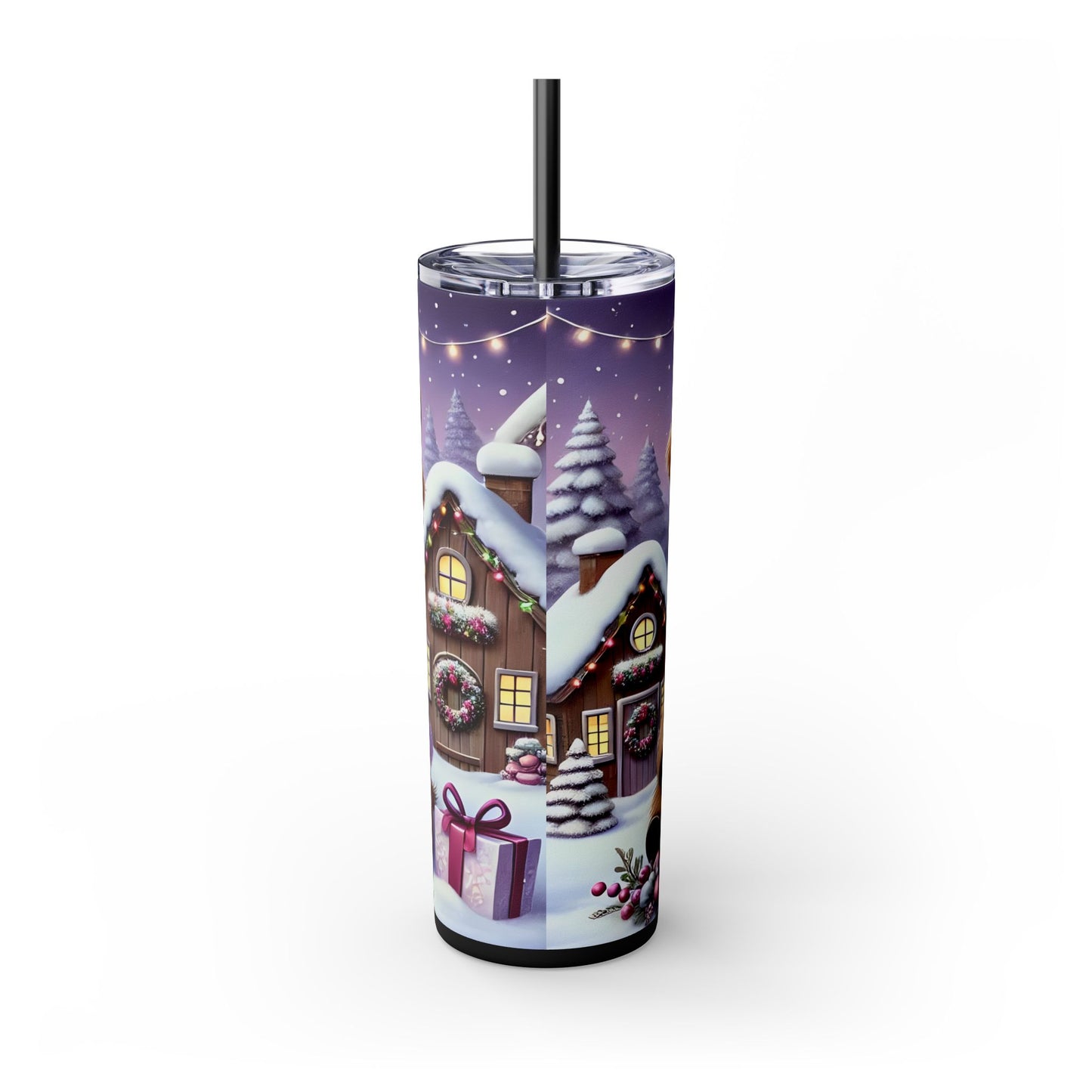 Highland Cow Christmas 20oz Skinny Tumbler with Straw | Holiday Tumbler Gift For Everyone