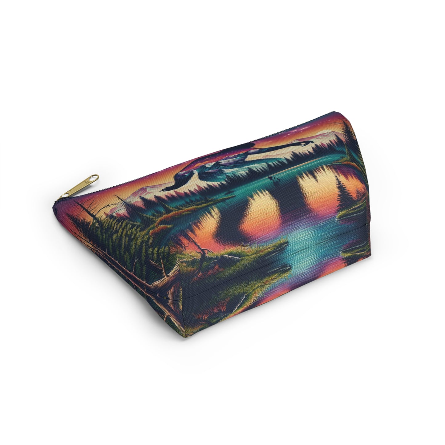 Bigfoot Mountain Scenery Accessory Pouch, Nature Lover's Cosmetic Bag, Travel Organizer, Outdoor Themed Gift, Hiking Essentials Case