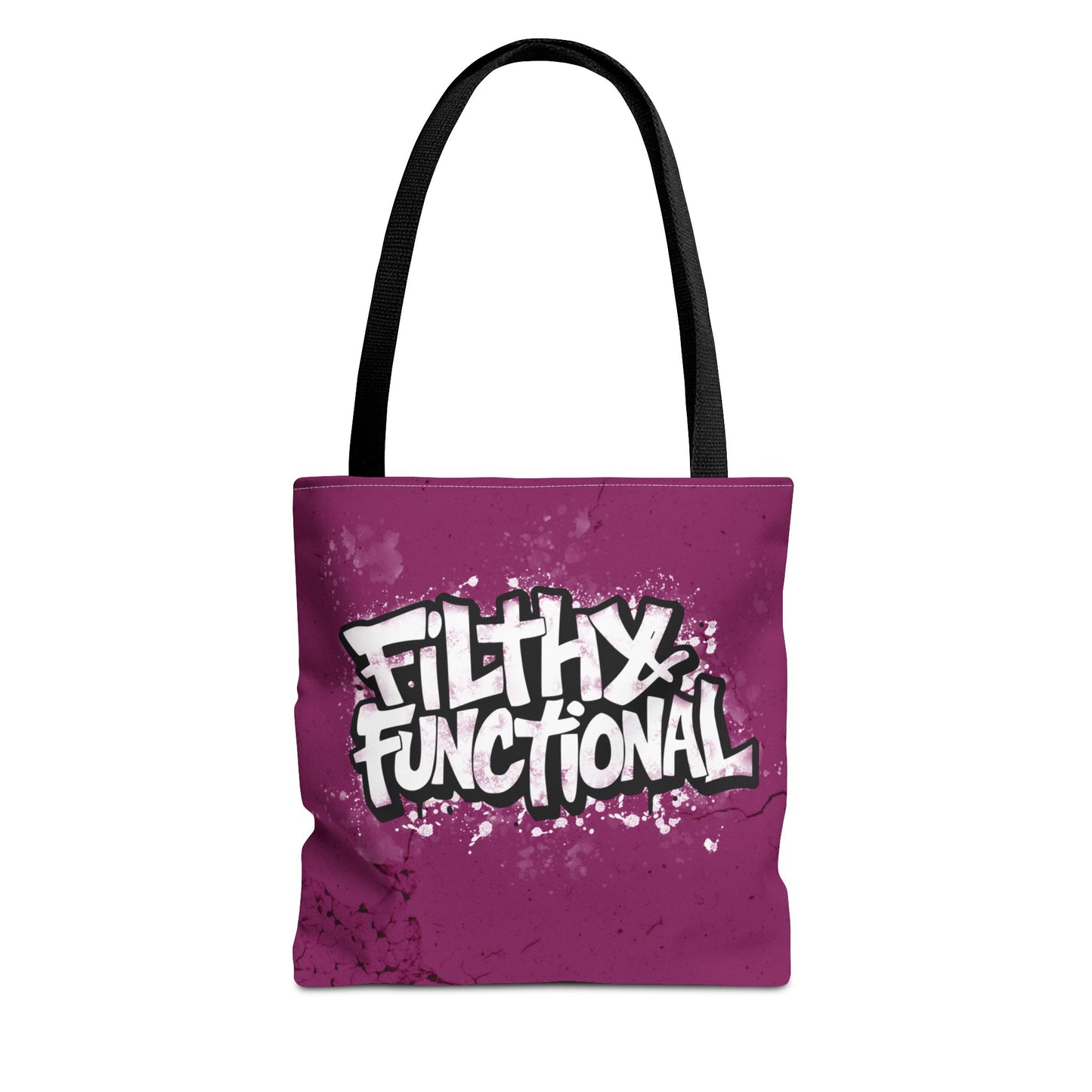 Filthy Functional Pink Graphic Tote Bag | All Over Print Urban Grunge Streetwear Tote Bag