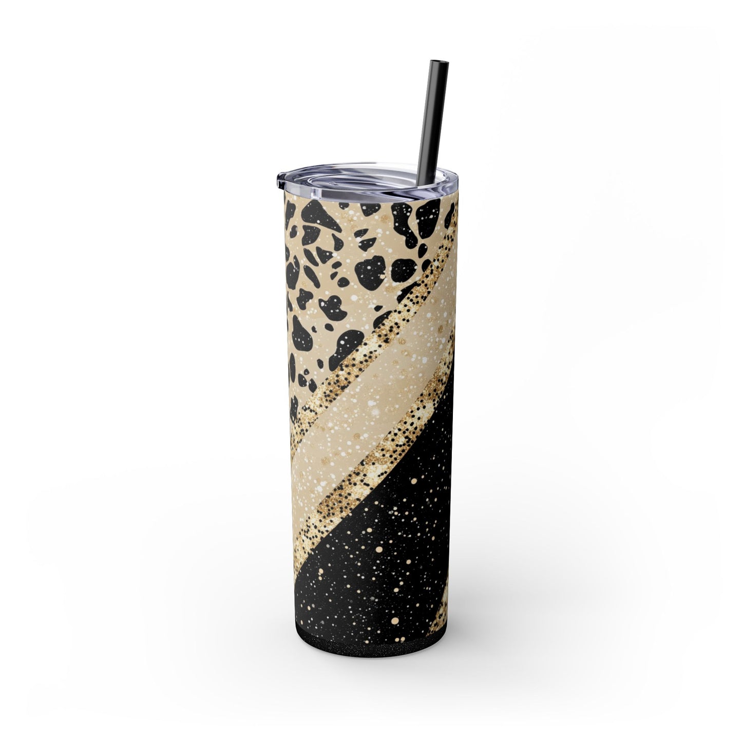 Chic Leopard Print 20oz Skinny Tumbler With Straw, Stylish Travel Mug, Modern Home Decor, Gift for Mom, Coffee or Tea Cup