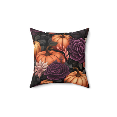 Autumn Floral Pillow, Cozy Home Decor, Pumpkin Throw Cushion, Fall Living Room Accent, Seasonal Gift Idea