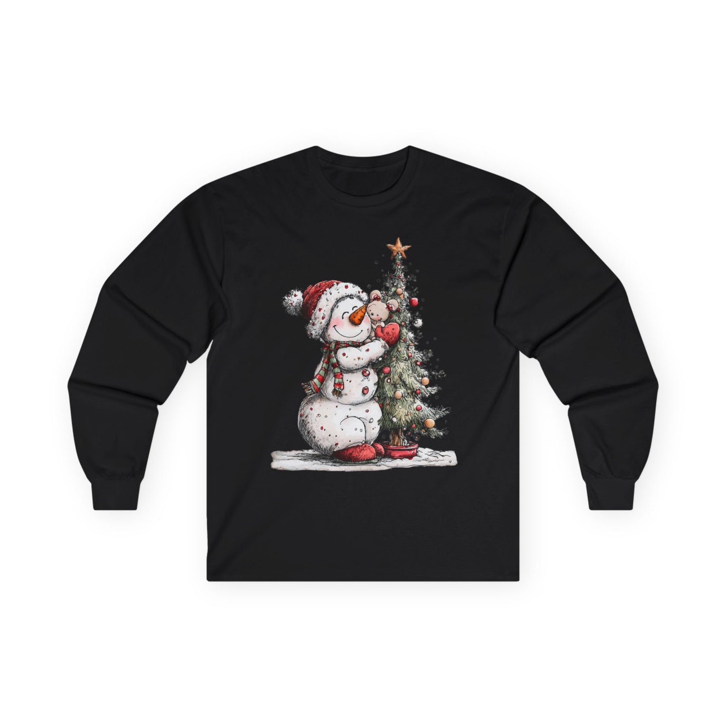 Christmas Snowman Unisex Long Sleeve Tee | Snowman Shirt, Christmas Tree Long Sleeve