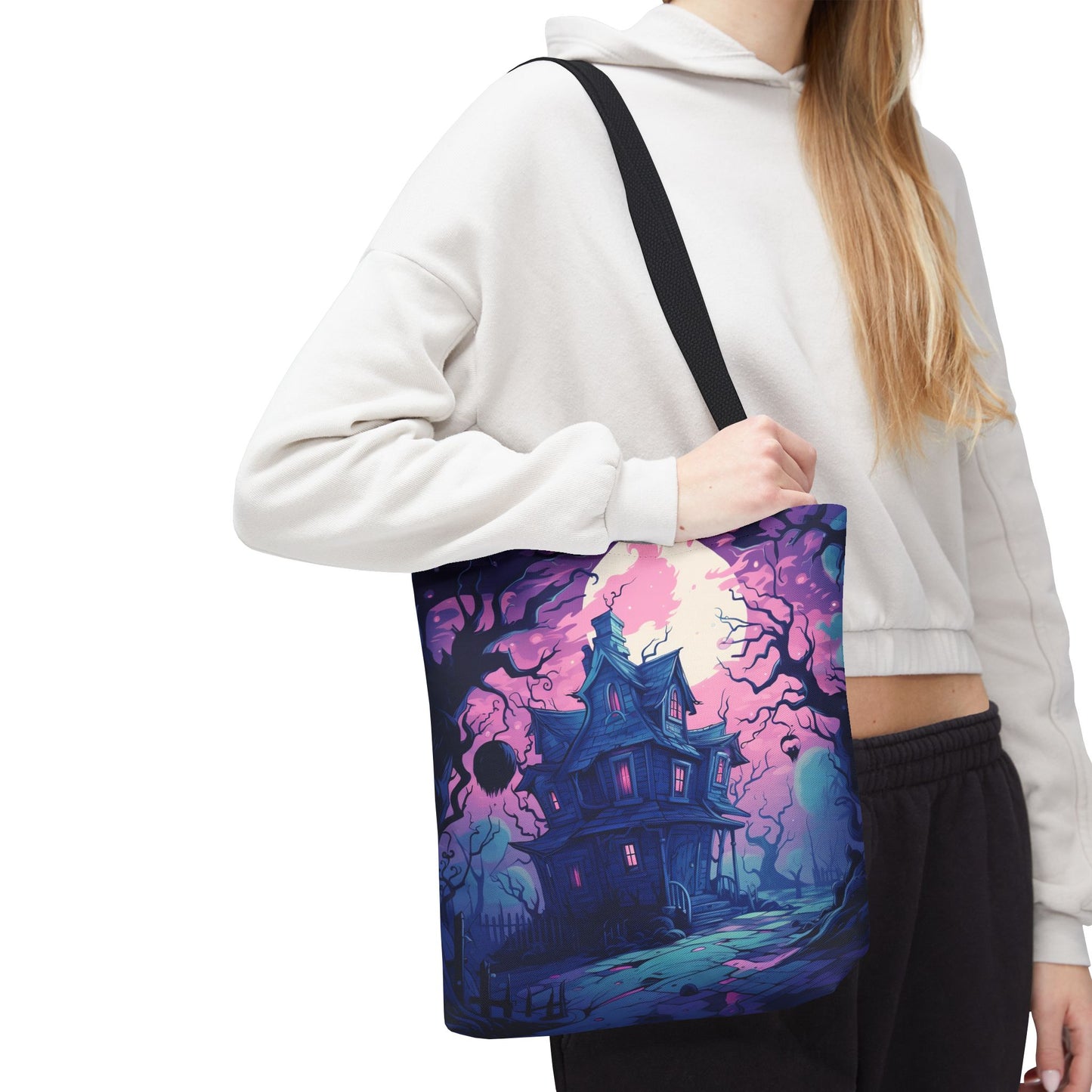 Spooky Haunted House Tote Bag | Perfect for Halloween, Trick or Treating, Cozy Nights, Gift for Halloween Lovers