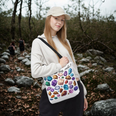"What's in this thing, rocks?" Sarcastic Colorful Crystal Gemstone Tote Bag With Assorted Handle Colors