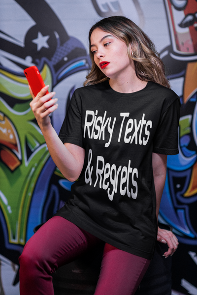"Risky Texts & Regrets" Unisex Adult Jersey Knit Short Sleeve T-Shirt