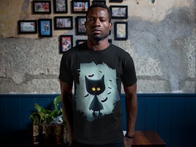 Mysterious Cat Tee for Cat Lovers, Perfect for Halloween, Casual Wear, Gift for Friends, Unisex Short Sleeve Shirt