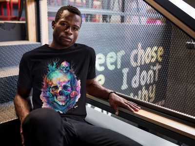 Colorful Skull Graphic Tee for Art Lovers, Unisex Jersey Tee for Halloween, Gothic Fashion, Unique Gift, Casual Wear