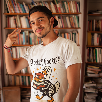 Spookily Bookish Tee, Perfect for Book Lovers, Great Gift for Halloween, Tees for Casual Wear, Quirky Duck Design