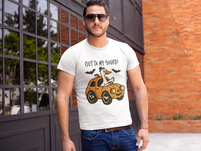Halloween Duck Tee, Funny Halloween T-Shirt, Ghosts and Gourd Shirt, Fall Apparel, Quirky Gift for Duck Lovers