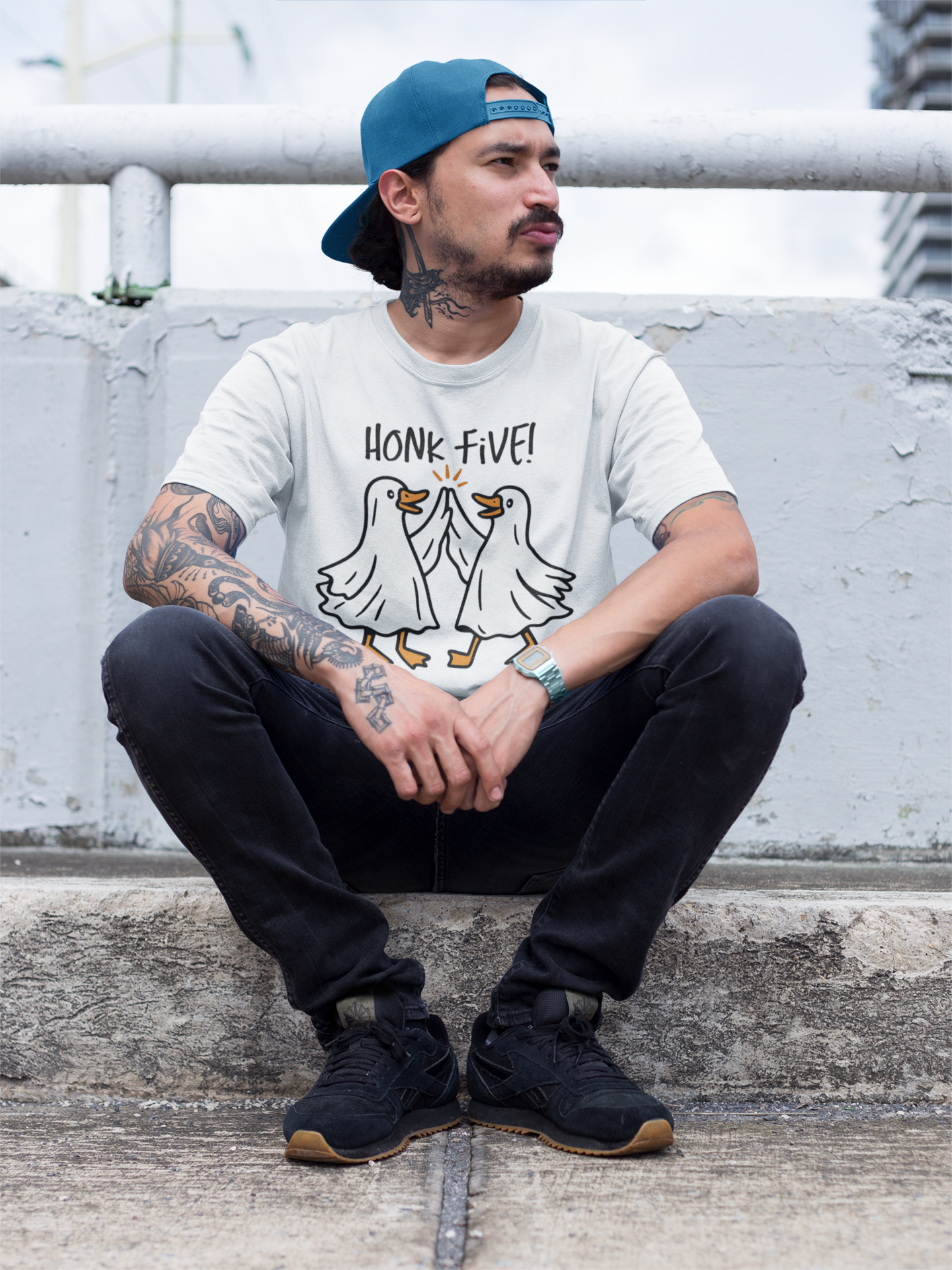 Halloween Geese Ghosts - Honk Five Unisex Tee, Fun Graphic Shirt, Casual Wear, Gift for Animal Lovers, Lighthearted Apparel