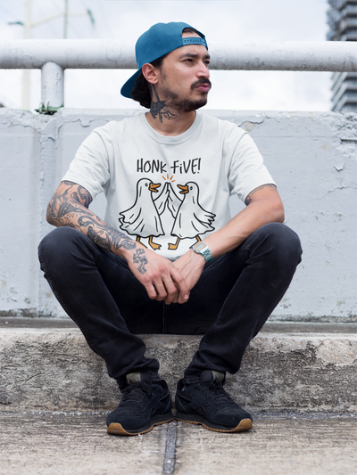 Halloween Geese Ghosts - Honk Five Unisex Tee, Fun Graphic Shirt, Casual Wear, Gift for Animal Lovers, Lighthearted Apparel