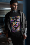 Halloween Pumpkin Tarot Card Graphic Tee, Unisex Short Sleeve T-Shirt, Spooky Vibes, Fall Festival Wear, Trick-or-Treat Shirt, October Celebration