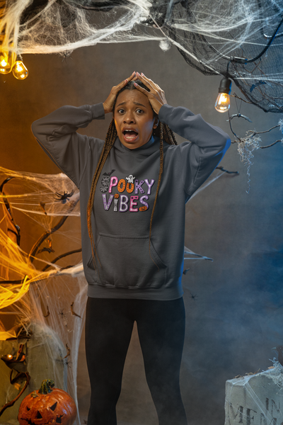 Spooky Vibes Hoodie - Unisex Heavy Blend Hooded Sweatshirt for Halloween, Fall Fashion, Cozy Nights