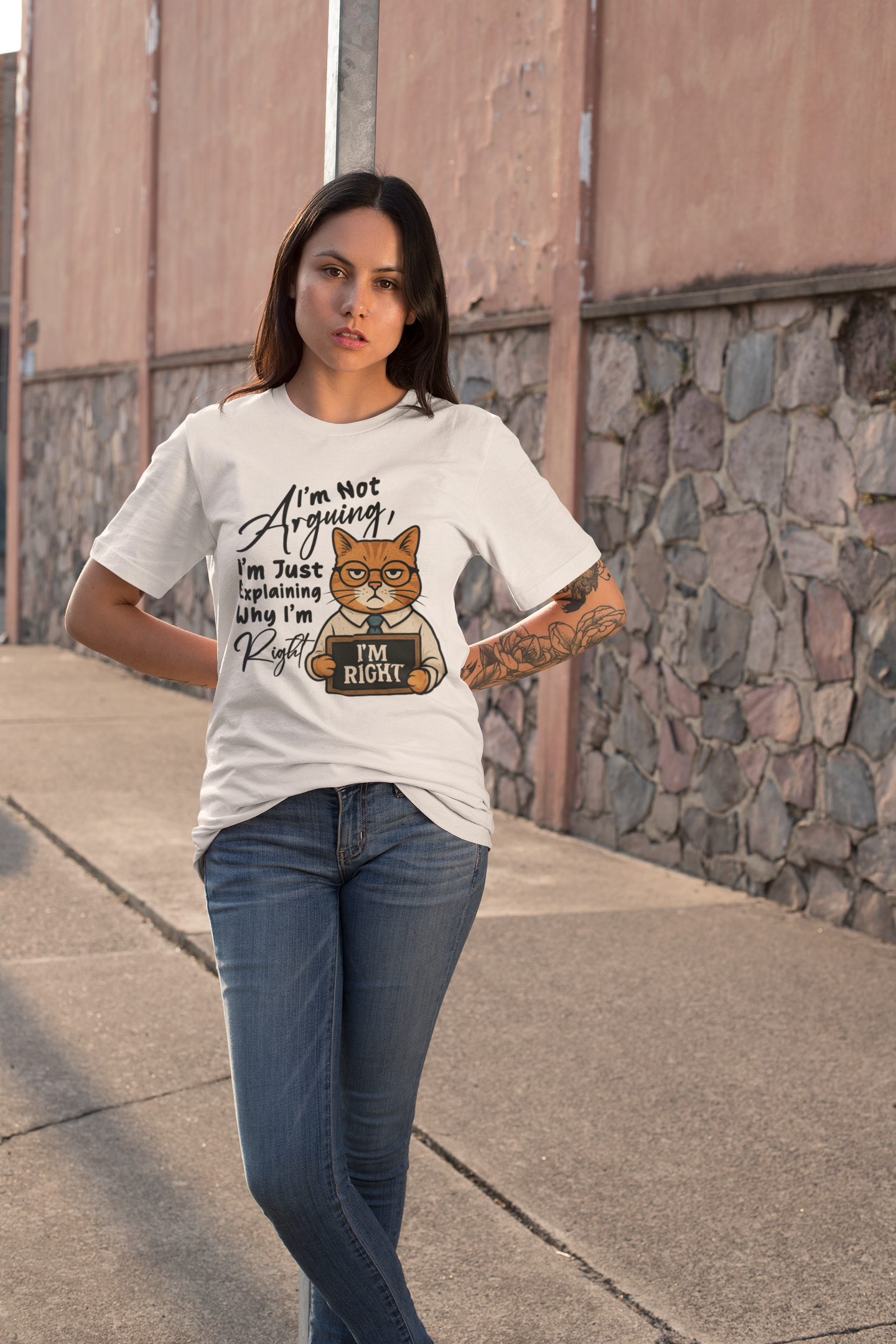 I'm Not Arguing, I'm Just Explaining - Funny Cat Graphic Tee | Unisex Short Sleeve T-Shirt, Casual Tee, Gift for Cat Lovers, Birthday Humor, Pet Owner Apparel