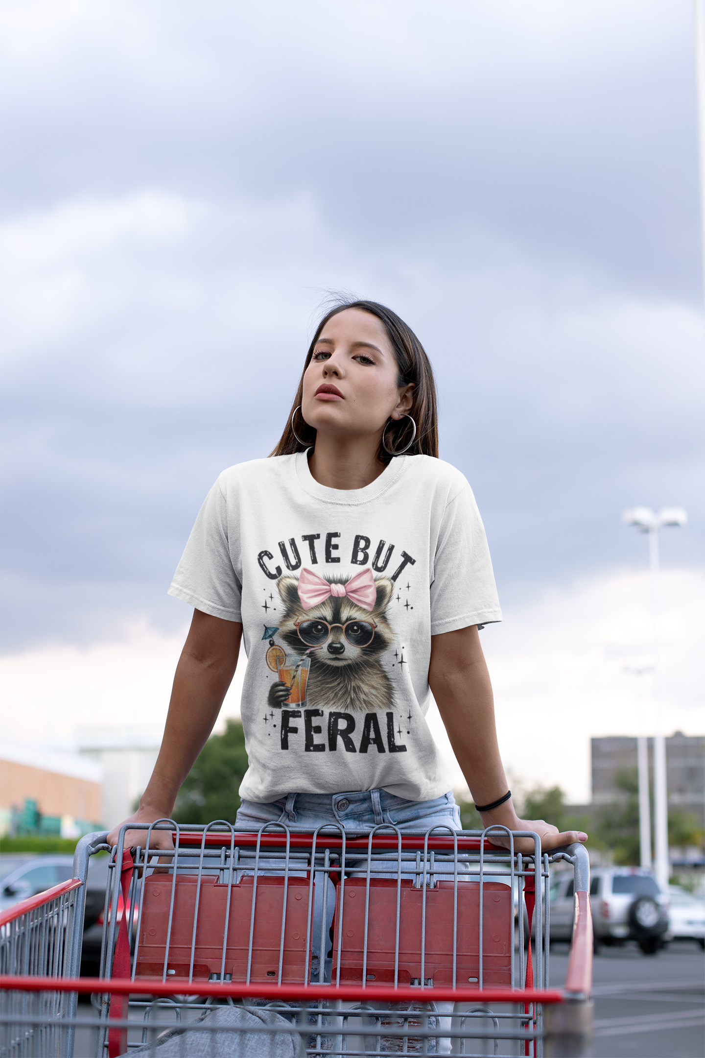 Cute But Feral Raccoon Graphic Tee | Unisex Short Sleeve T-Shirt, Fun Casual Shirt, Gift for Animal Lovers, Summer Tee, Unique Graphic Tee