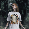 Cute Checkered Ghost Fall Graphic Tee | Unisex Short Sleeve T-Shirt, Halloween Shirt, Floral Graphic Tee, Fall Apparel, Pumpkin Patch Outfit