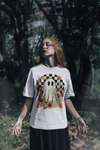 Cute Checkered Ghost Fall Graphic Tee | Unisex Short Sleeve T-Shirt, Halloween Shirt, Floral Graphic Tee, Fall Apparel, Pumpkin Patch Outfit