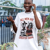 "All Men Are Created Equal" Witchy Graphic Tee | Unisex Short Sleeve T-Shirt with Skeletons, Unisex Casual Wear, Spooky Party T-Shirt, Pumpkin Spice Apparel, Unique Gift Idea