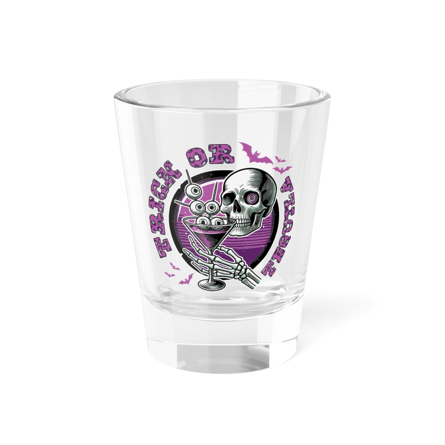 Halloween 1.5oz Shot Glass | Trick or Tequila | Skull Design for Parties, Trick or Treat, Unique Barware, Spooky Decor, Gift for Drink Lovers
