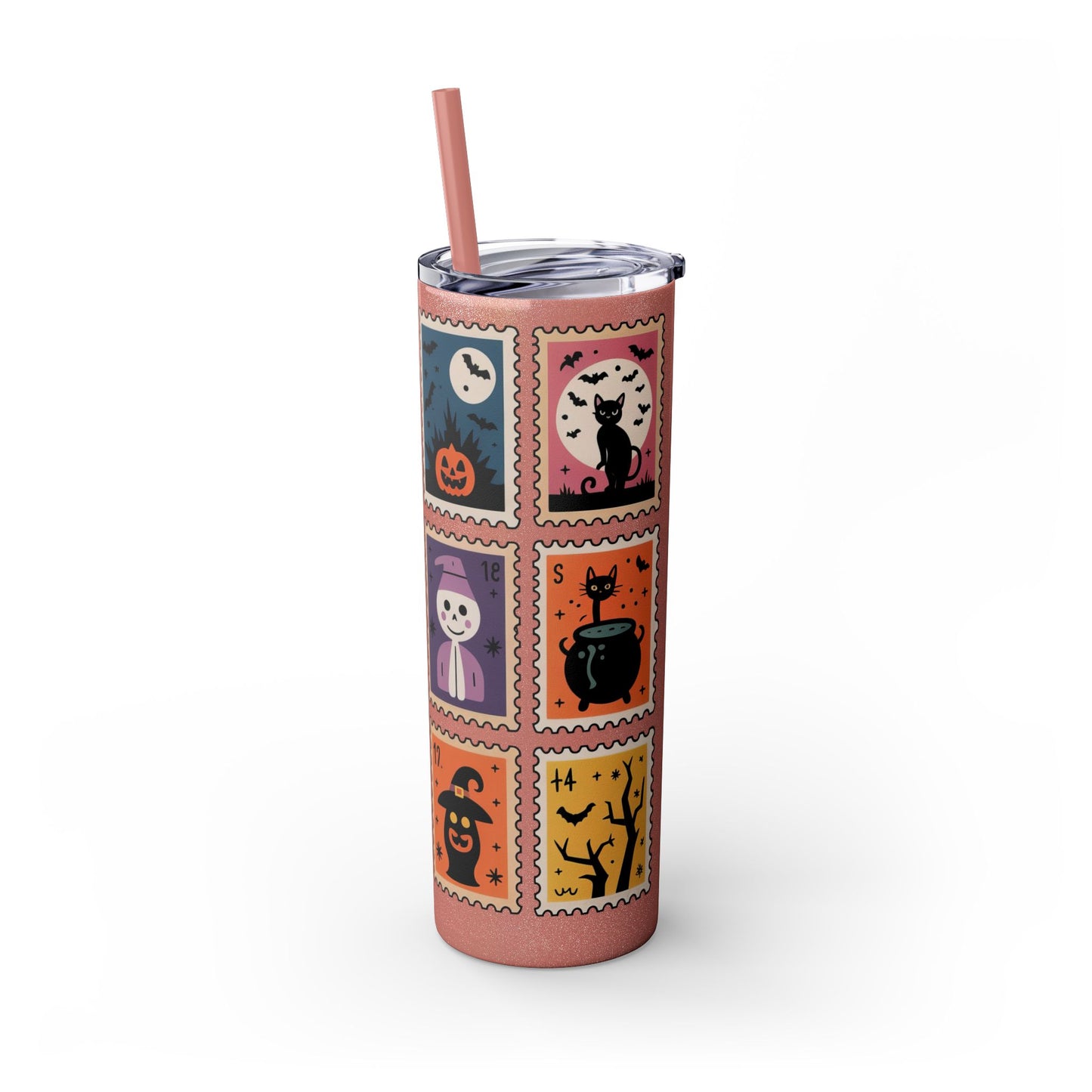 Halloween Themed 20oz Skinny Tumbler With Straw - Perfect for Spooky Season, Trick or Treat, Fall Festivities, Scary Movie Nights