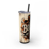 Fueled By Bourbon 20oz Skinny Tumbler With Straw, Perfect Gift for Whiskey Lovers, Travel Mug, Cool Drinkware, Gatherings, Parties