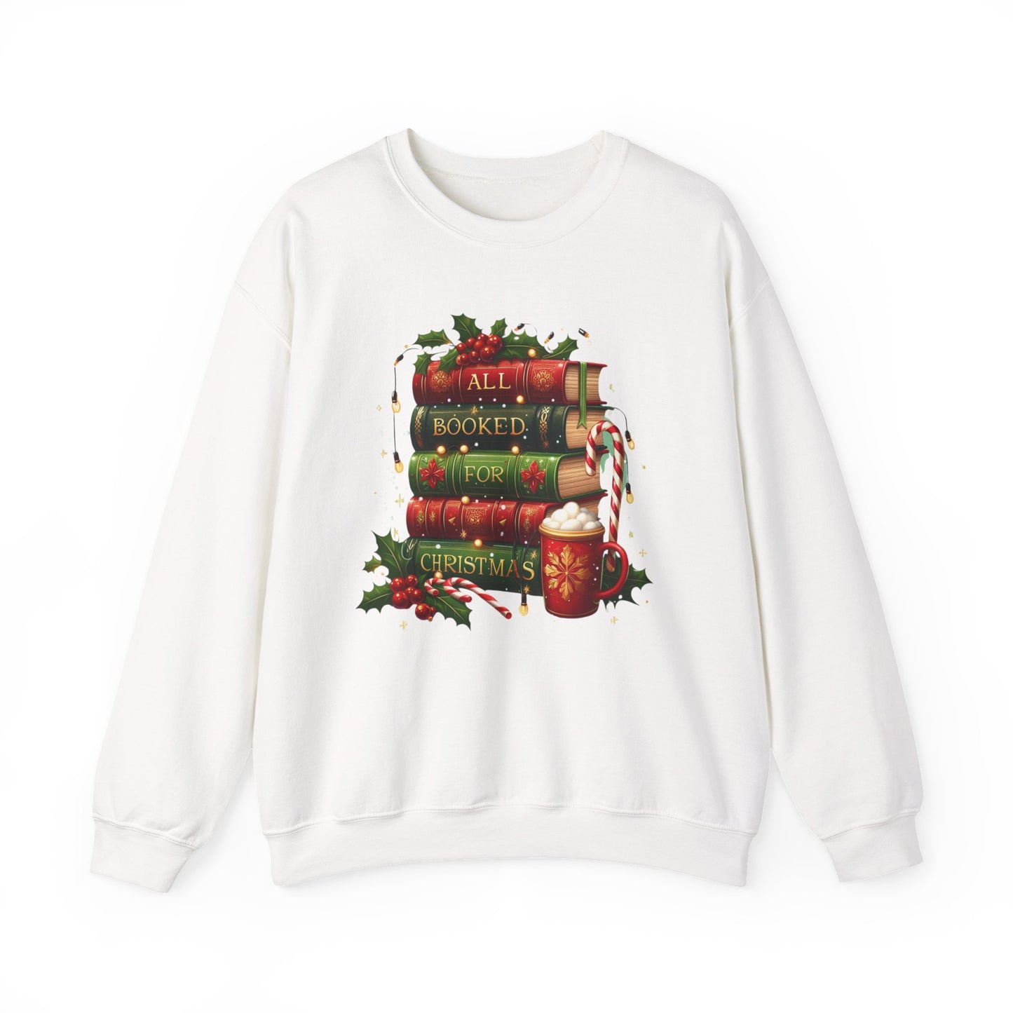 Christmas Book Lovers Unisex Crewneck Sweatshirt | Cozy Christmas Holiday Graphic Pullover