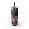 Pink & Black Snowman Goth Christmas 20oz Skinny Tumbler with Straw | Holiday Tumbler Gift For Everyone