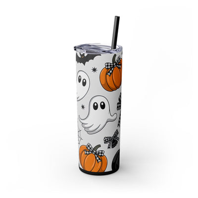 Spooky Halloween 20oz Tumbler With Straw, Ghosts and Pumpkins, Trick or Treat Mug, Fall Party Drinkware, Cute Halloween Accessory