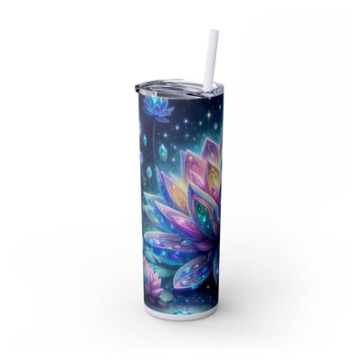 Lotus Flower 20oz Skinny Tumbler With Straw | Beautiful Travel Mug, Floral Water Bottle, Gift for Yoga Lovers, Meditation Accessories