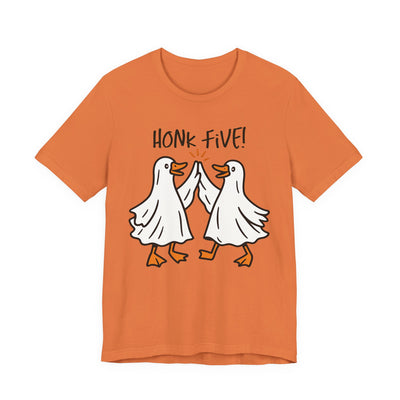 Halloween Geese Honk Five Unisex Tee, Fun Graphic Shirt, Casual Wear, Gift for Animal Lovers, Lighthearted Apparel