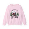 Believe Christmas Train Unisex Crewneck Sweatshirt | Cozy Christmas Holiday Graphic Pullover