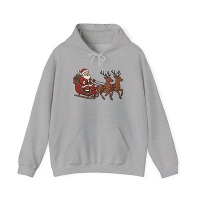 Santa Sleigh Hoodie | Christmas Festive Holiday Hooded Sweatshirt