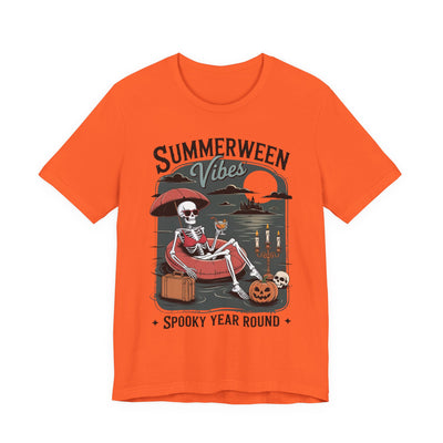 Summerween Spooky Summer Halloween Vibes Tee - Unisex Jersey Short Sleeve T-Shirt, Halloween Shirt, Summer Fan Gear, Casual Tee for All Occasions