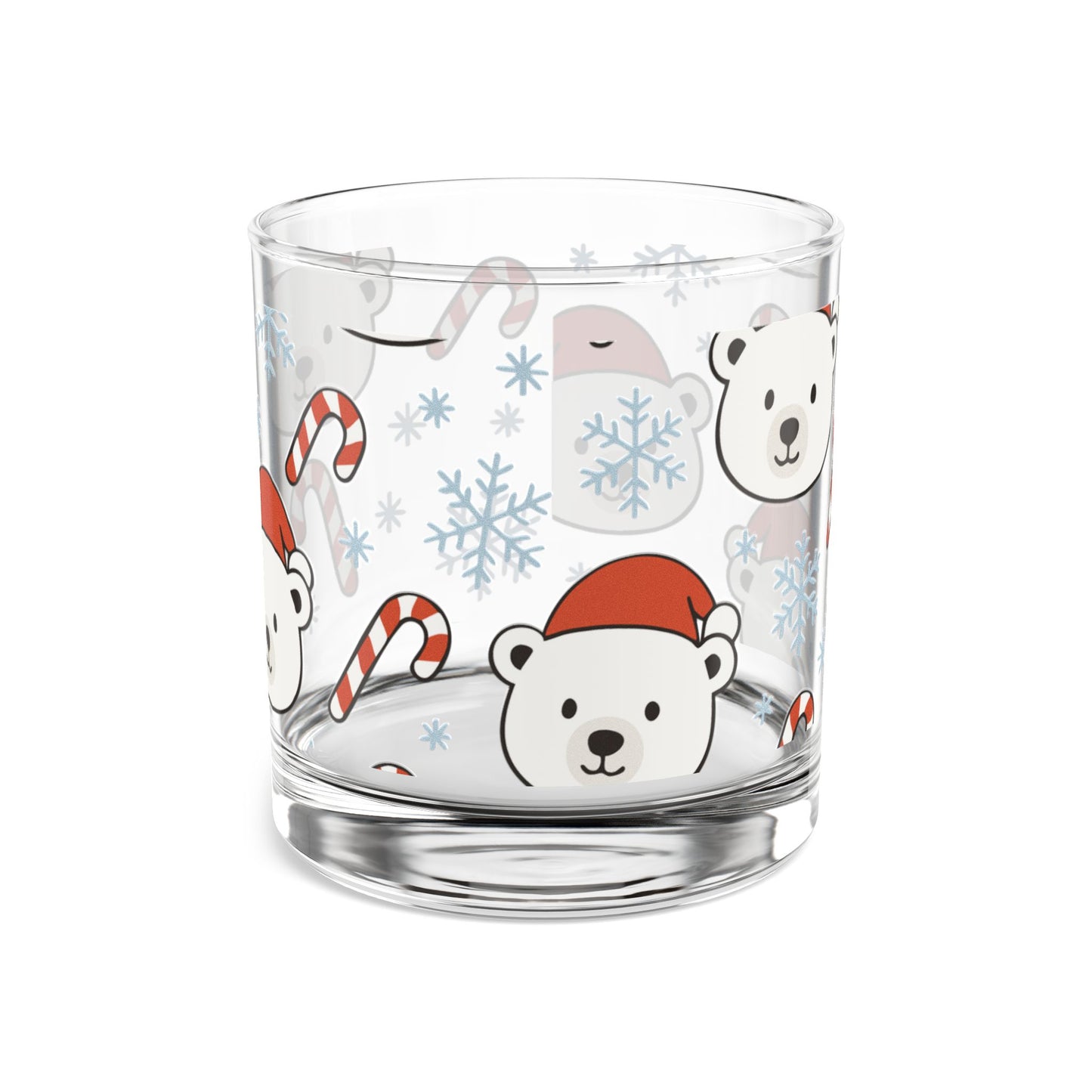 Festive Polar Bear 10oz Rocks Glass | Christmas Holiday Cheer Drinkware