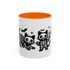 Halloween Cat Accent Coffee Mug, Cute Skeleton Cats Mug, Spooky Gifts, Black Cat Mug for Halloween, Witchy Home Decor