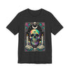 Tarot Card Skull Graphic Tee, Unisex T-Shirt for Halloween, Festival Wear, Party Shirt, Gifts for Him/Her, Casual Streetwear
