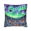 Santa Sleigh Winter Village - Northern Lights Christmas Pillowcase | Holiday Decorative Throw Pillow Cover COVER ONLY