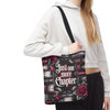 Just One More Chapter Literary Tote Bag, Just One More Chapter Book Lover Gift, Reading Accessory, Gift for Bibliophile, Floral Book Bag, Bookish Tote