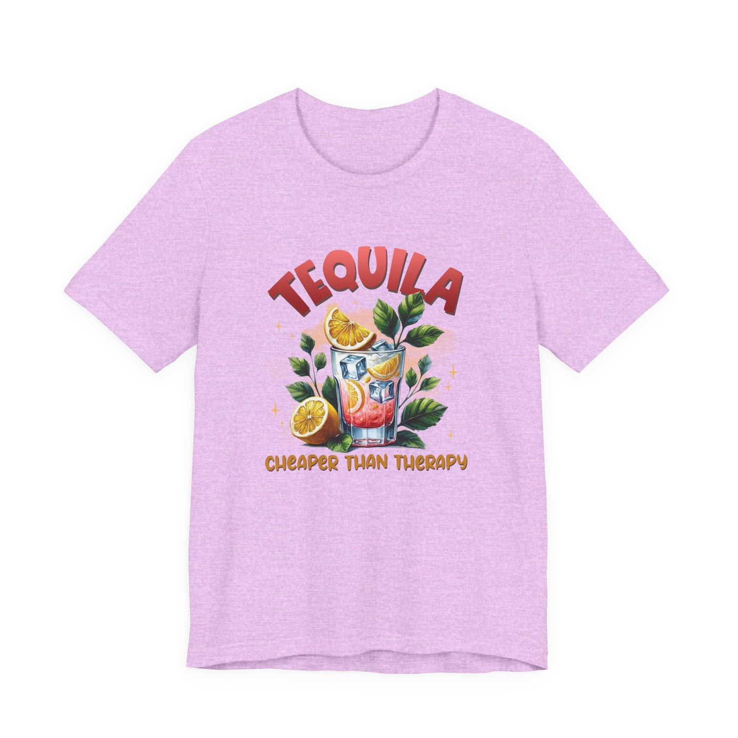 Tequila Cheaper Than Therapy Graphic Tee | Unisex Short Sleeve T-Shirt, Funny Tequila Shirt, Summer Party Apparel, Gifts for Cocktail Lovers