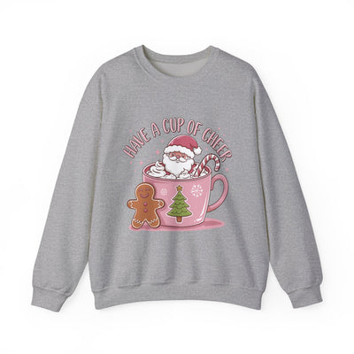 Festive Santa "Have A Cup Of Cheer" Unisex Crewneck Sweatshirt | Cozy Christmas Holiday Graphic Pullover