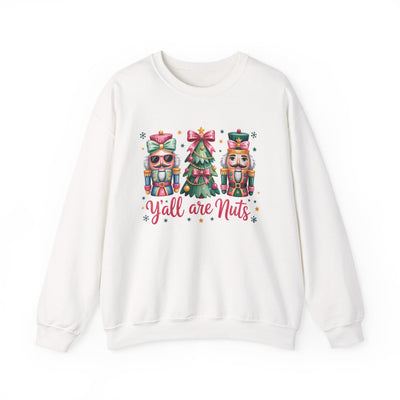 Christmas Nutcracker "Y'all are Nuts" Unisex Crewneck Sweatshirt | Cozy Christmas Holiday Graphic Pullover