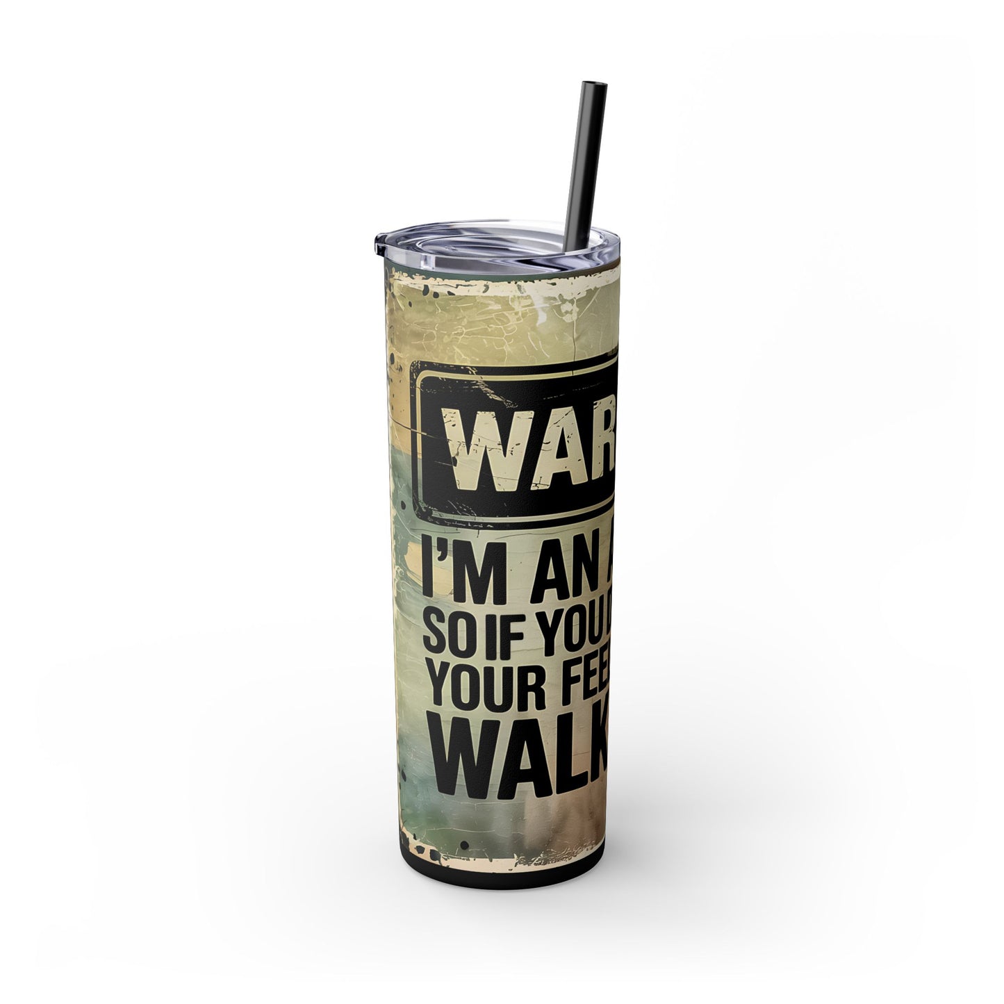 Warning I'm An Asshole - 20oz Skinny Tumbler With Straw - Fun Gift for Sassy Friends, Cool Drinkware for Parties, Adult Humor Cup, Unique Travel Mug