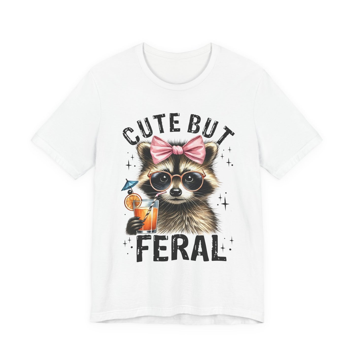 Cute But Feral Raccoon Graphic Tee | Unisex Short Sleeve T-Shirt, Fun Casual Shirt, Gift for Animal Lovers, Summer Tee, Unique Graphic Tee
