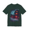 Spooky Halloween Haunted House Tee, Unisex Short Sleeve Shirt, Haunted House Graphic T-Shirt, Halloween Costume Top, Fall Festival Attire