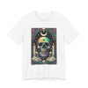 Tarot Card Skull Graphic Tee, Unisex T-Shirt for Halloween, Festival Wear, Party Shirt, Gifts for Him/Her, Casual Streetwear