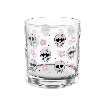 Skulls & Flowers Rocks Glass, Unique Drinkware for Halloween, Party, or Everyday Use, Perfect Gift for Goth Lovers, Skull Decor