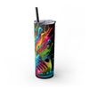 Colorful Soccer 20oz Skinny Tumbler With Straw - Perfect for Gamers, Sporty Gifts, Fun Hydration, Birthday, Everyday Use