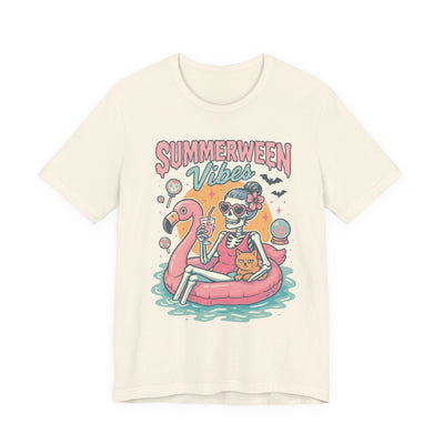 Summer Vibes Skeleton Graphic Tee | Unisex Short Sleeve T-Shirt, Summer Party Shirt, Halloween Costume Tee, Beachwear